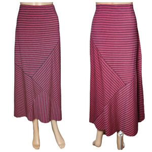 J. Jill Jersey stretch pull on maxi skirt pink blue stripe size small or medium